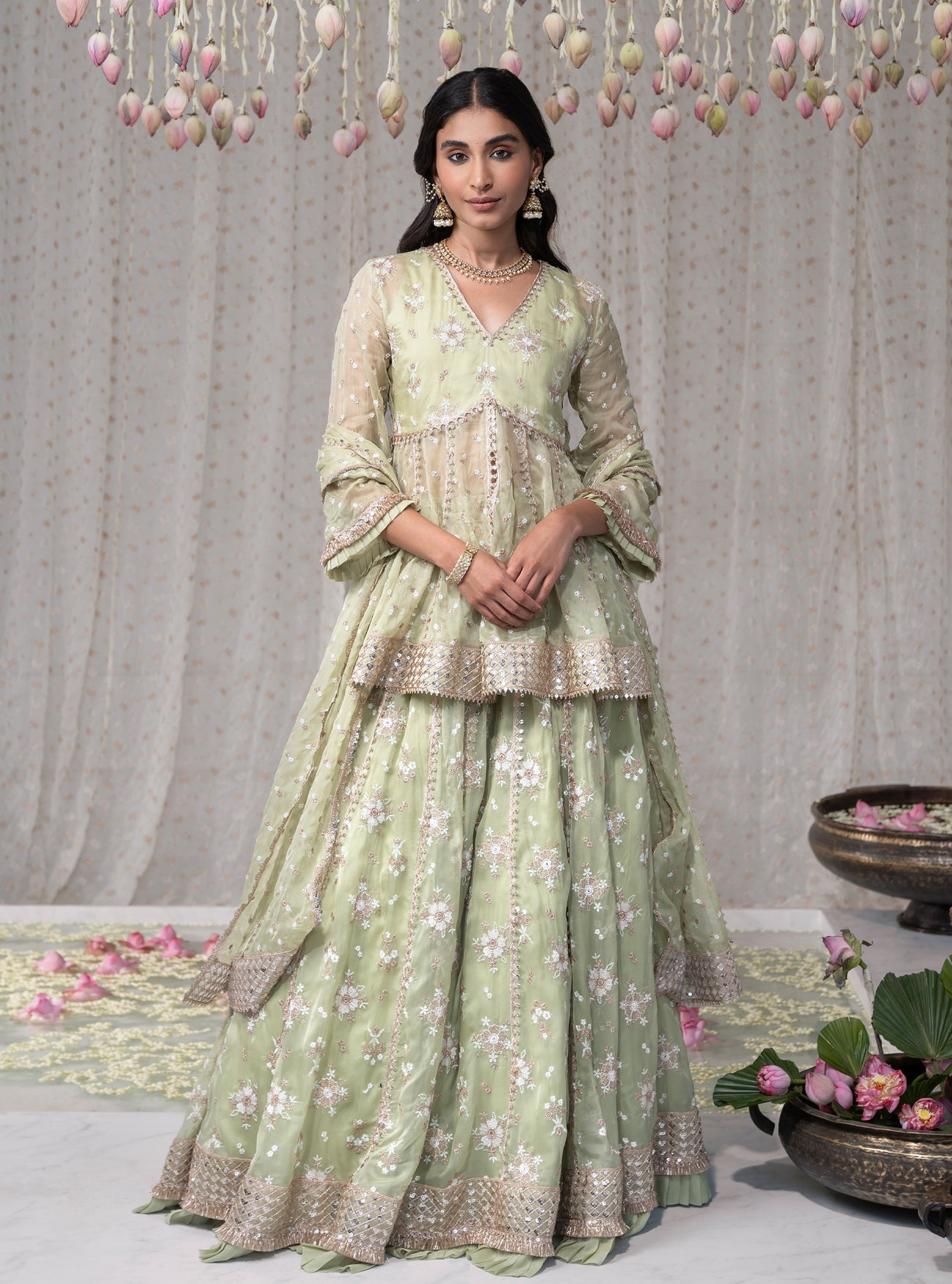 Imaya Green Designer Heavy Jaipuri Gota Patti Anarkali kurta set – Indi  Ethnics